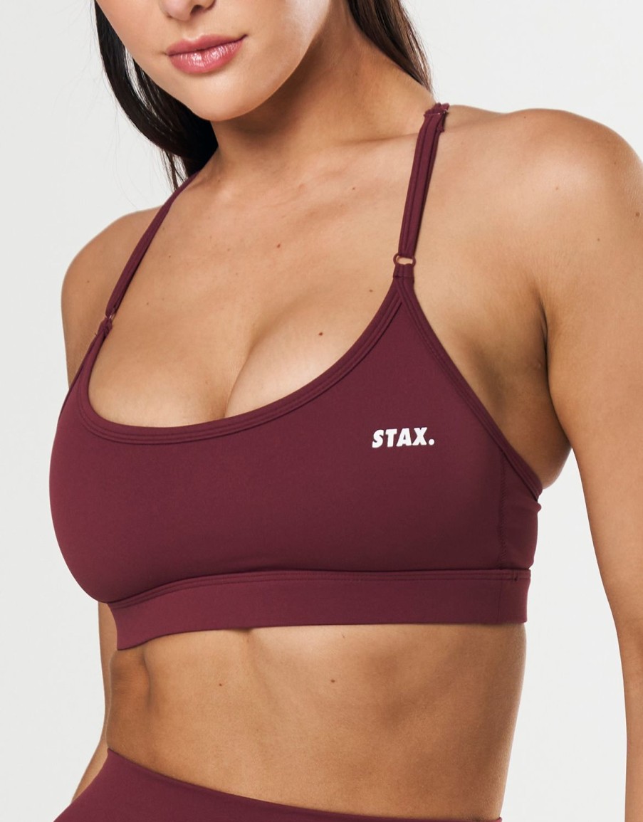 Women STAX Sports Bras & Crop Tops | Strappy Crop Nandex Maple Burgundy