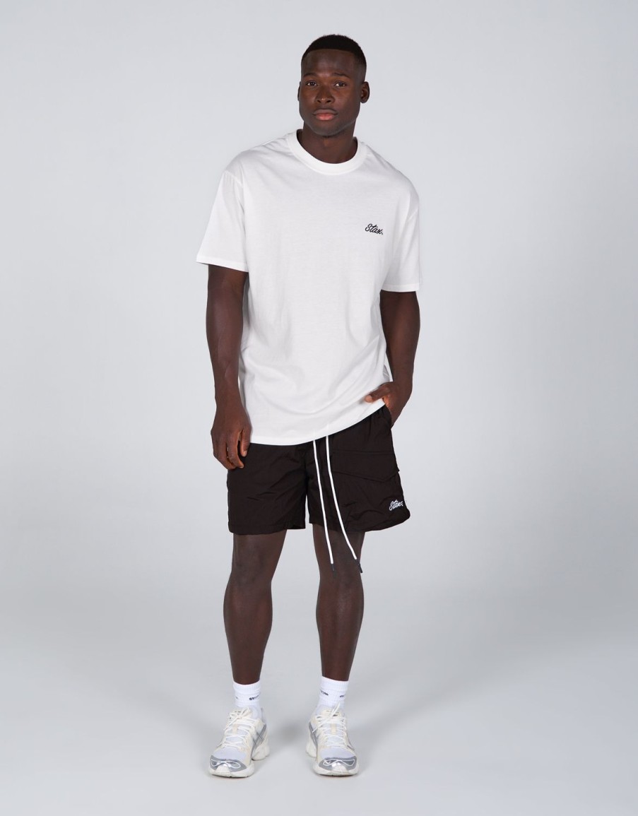 Men STAX Shorts | Mens Cursive Nylon Shorts Boa (Black)