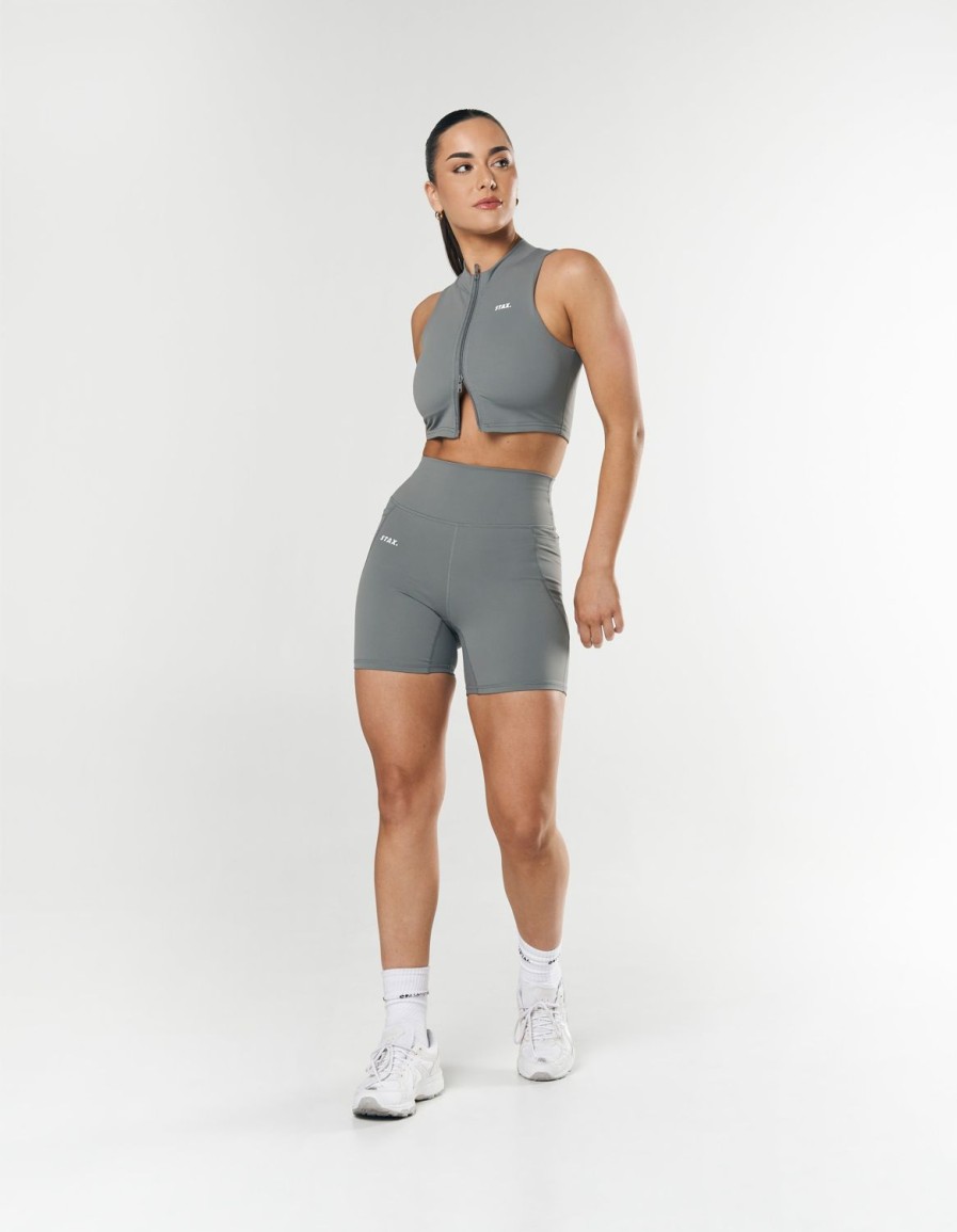 Women STAX Shorts | Phone Pocket Midi Bike Shorts Nandex Thyme