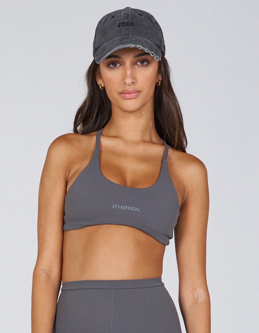 Women STAX Sports Bras & Crop Tops | Aw Sunset Crop Ash (Grey)