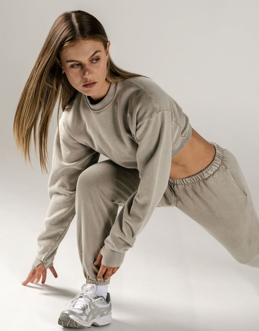 Women STAX Hoodies & Sweaters | W23 Cropped Crew Neck Earth