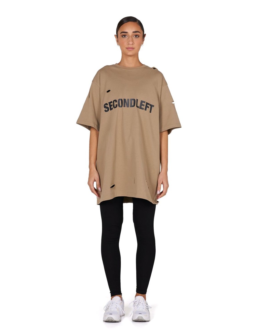 Women STAX Tees | S1 Distressed Tee Beige