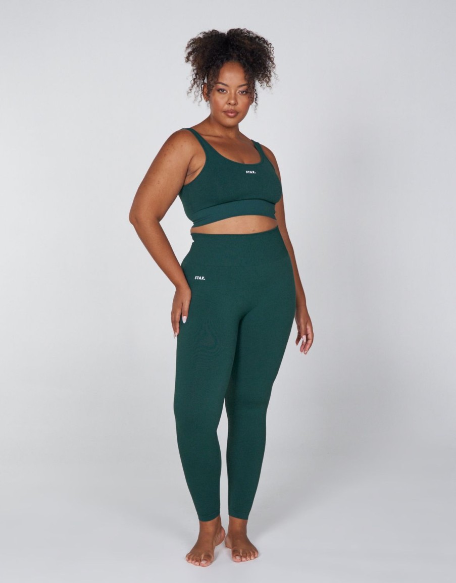 Women STAX Sports Bras & Crop Tops | Premium Seamless Favourites Low Back Crop Pine