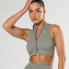 Women STAX Sports Bras & Crop Tops | Base Sleeveless Zip Tank Nandex Sage