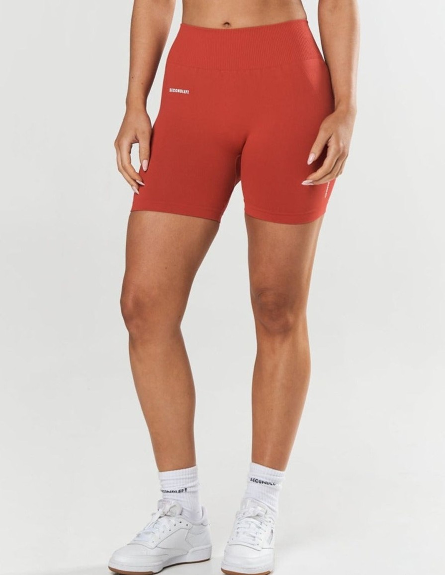 Women STAX Shorts | Seamless Midi Biker Shorts Red