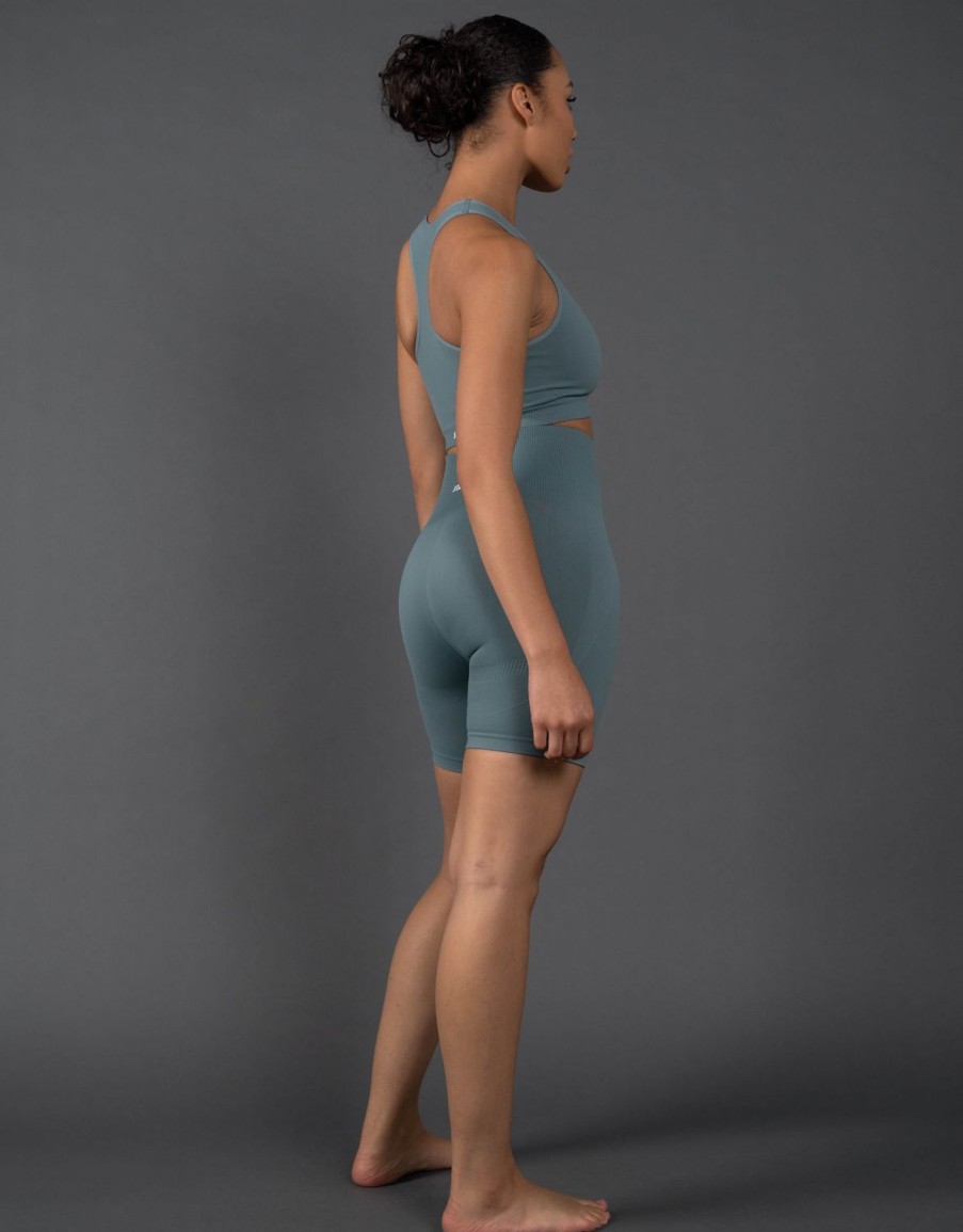 Women STAX Sports Bras & Crop Tops | Premium Seamless Racer Crop V5.1 Mist