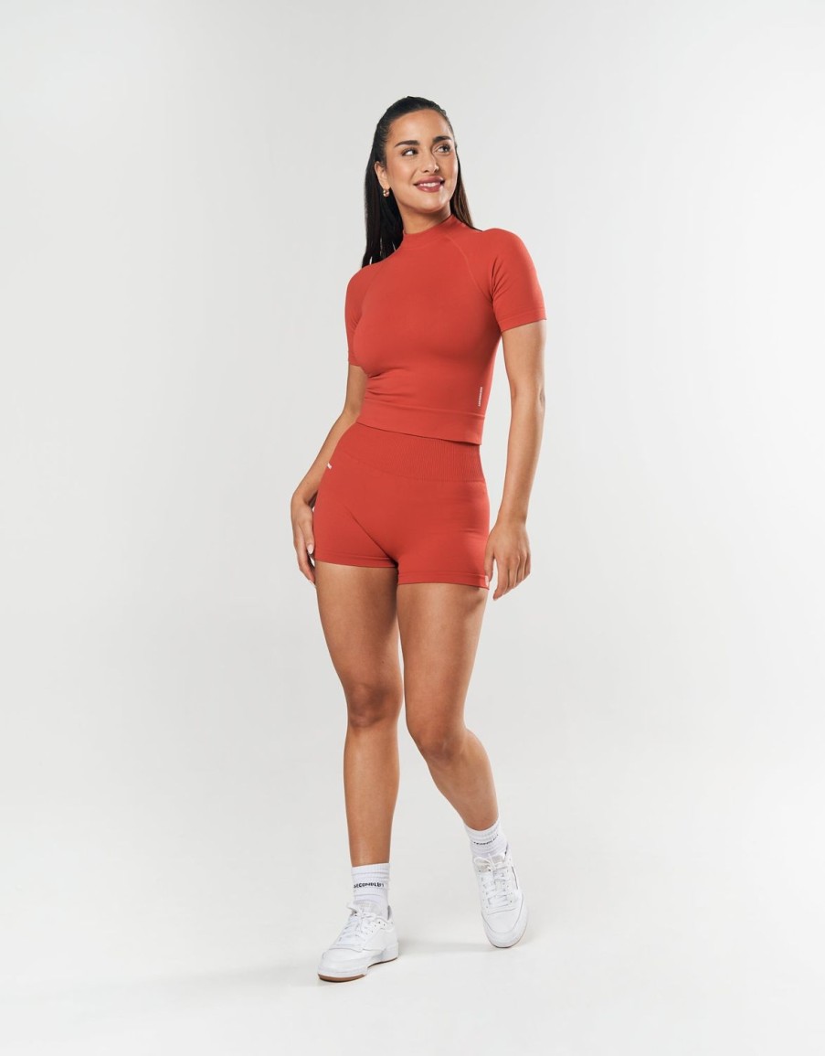 Women STAX Shorts | Seamless Mini Biker Shorts Red