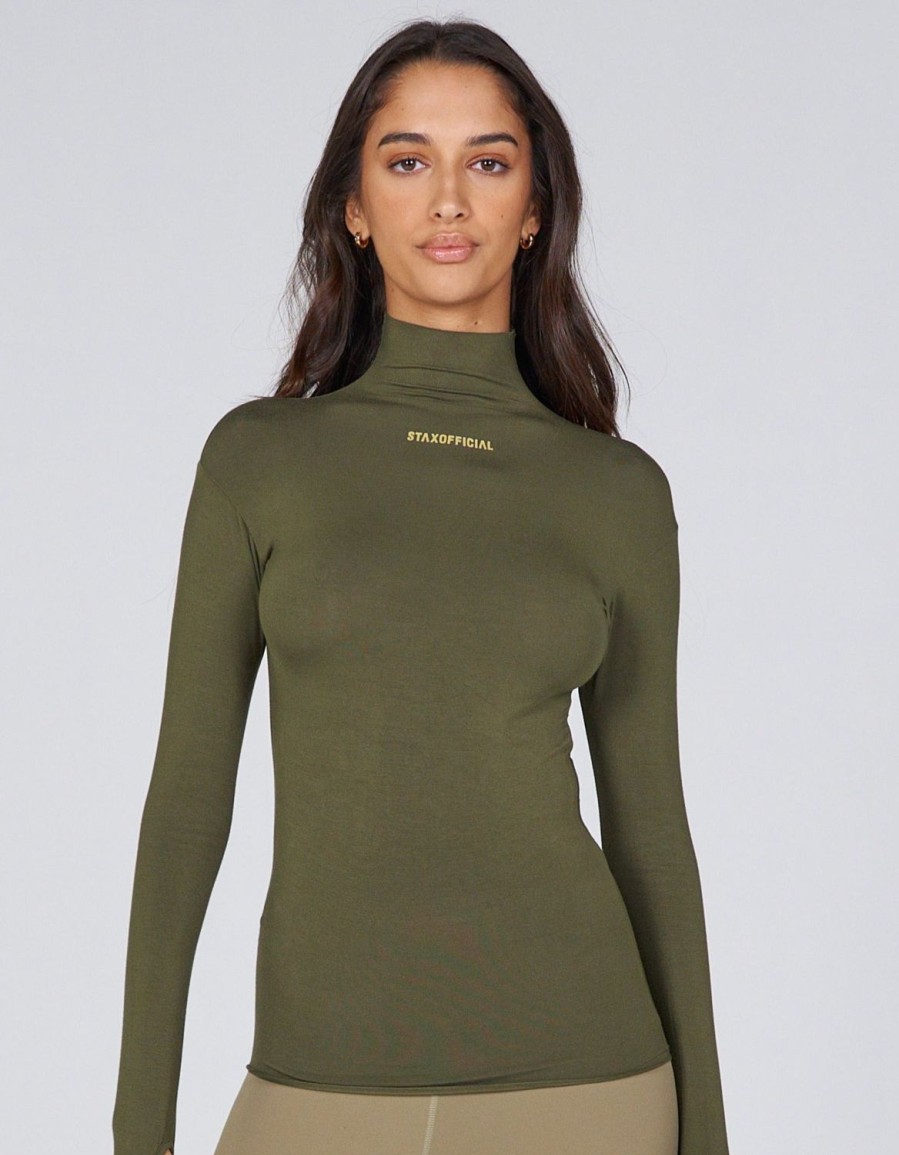 Women STAX Long Sleeve Tops | Aw Long Sleeve Oryx (Olive)