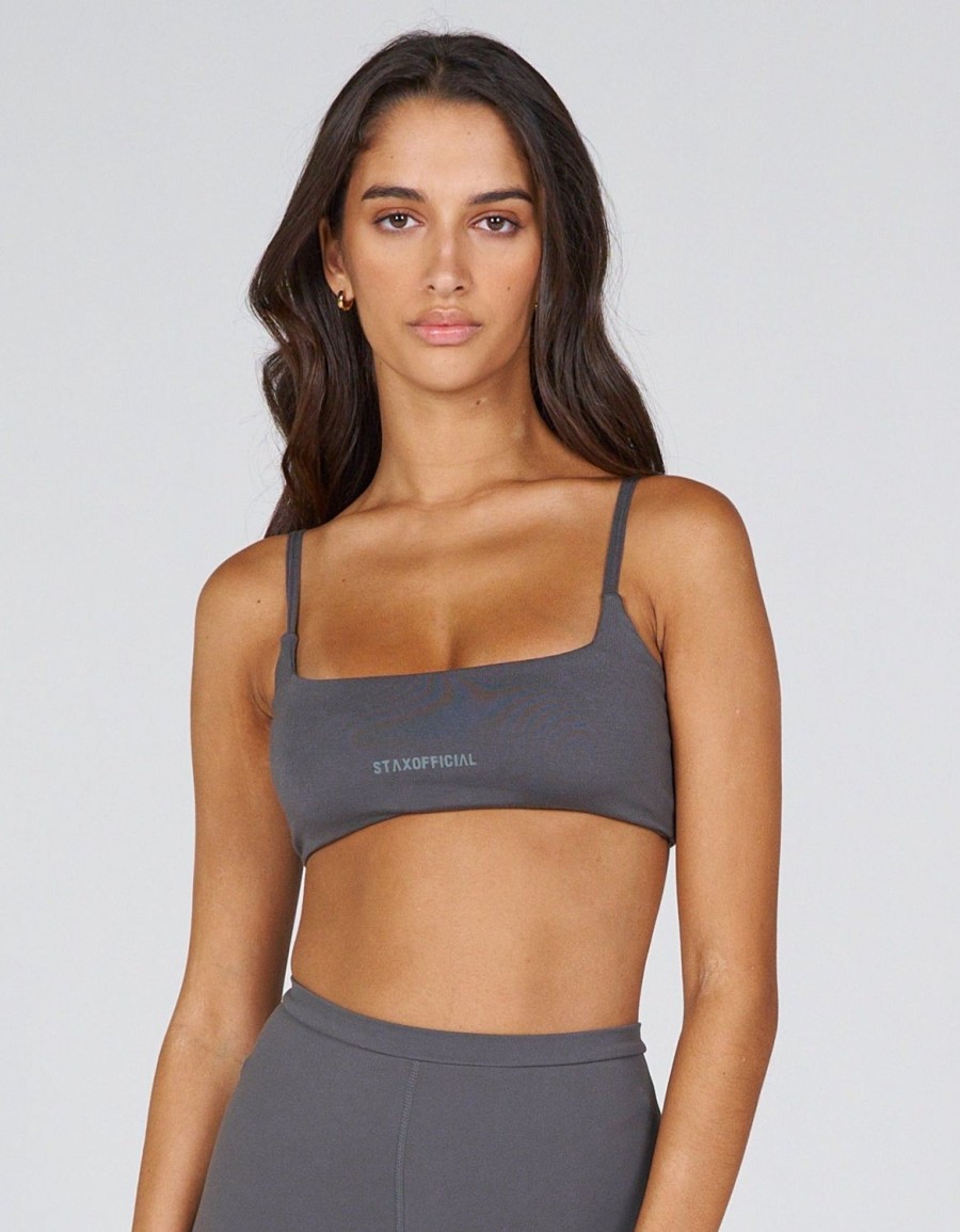 Women STAX Sports Bras & Crop Tops | Aw Ridge Crop Ash (Grey)