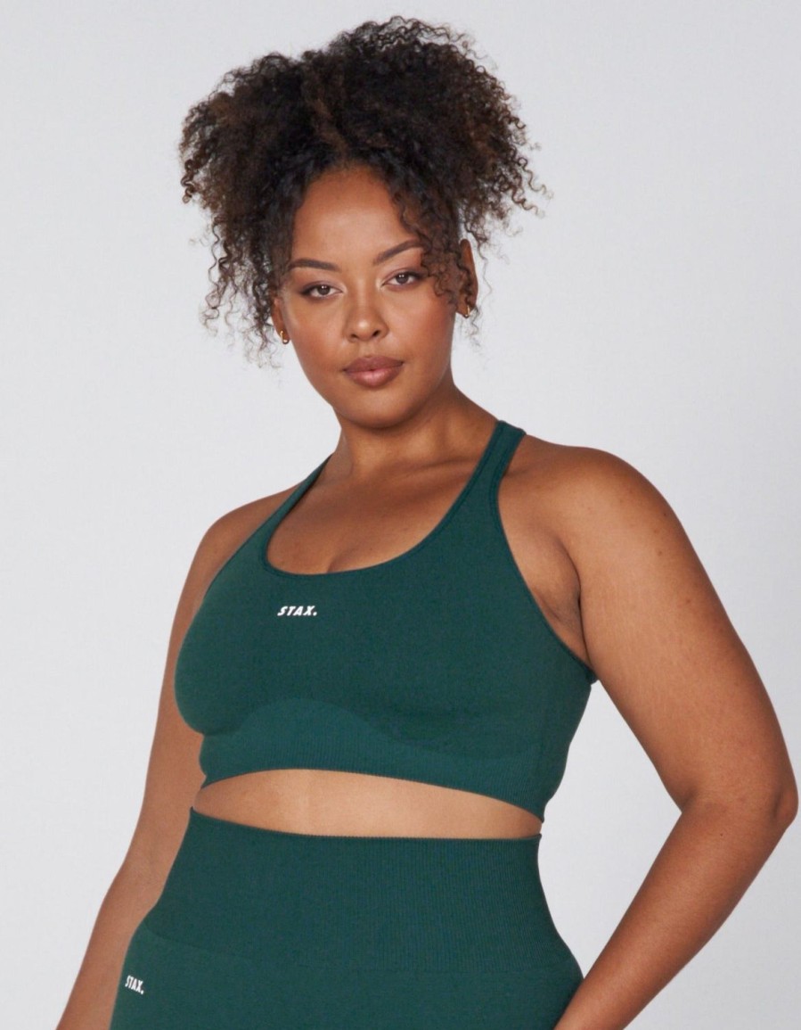 Women STAX Sports Bras & Crop Tops | Premium Seamless Favourites Racer Crop Pine