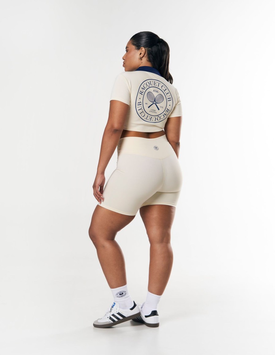 Women STAX Tanks & Singlets | Racquet Club Cropped Polo Cream