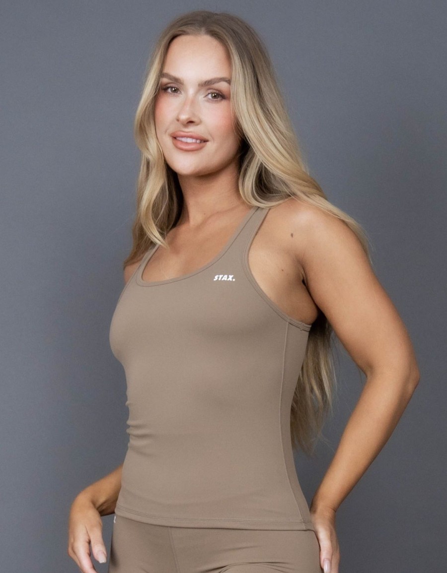 Women STAX Tanks & Singlets | Body Tank Nandex Rocky Brown