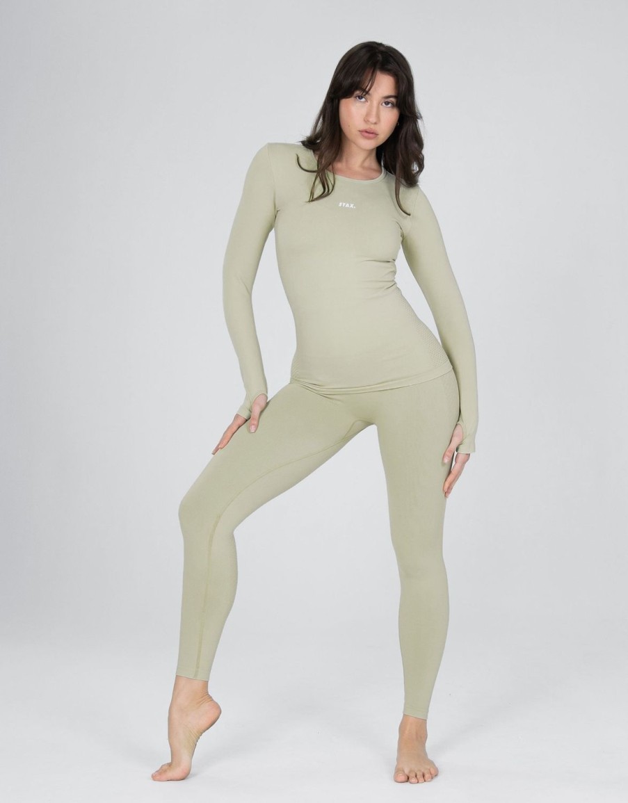 Women STAX Long Sleeve Tops | Premium Seamless V6 Long Sleeve Viridis (Green)