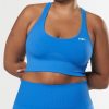 Women STAX Sports Bras & Crop Tops | Premium Seamless Summer Racer Crop Blue