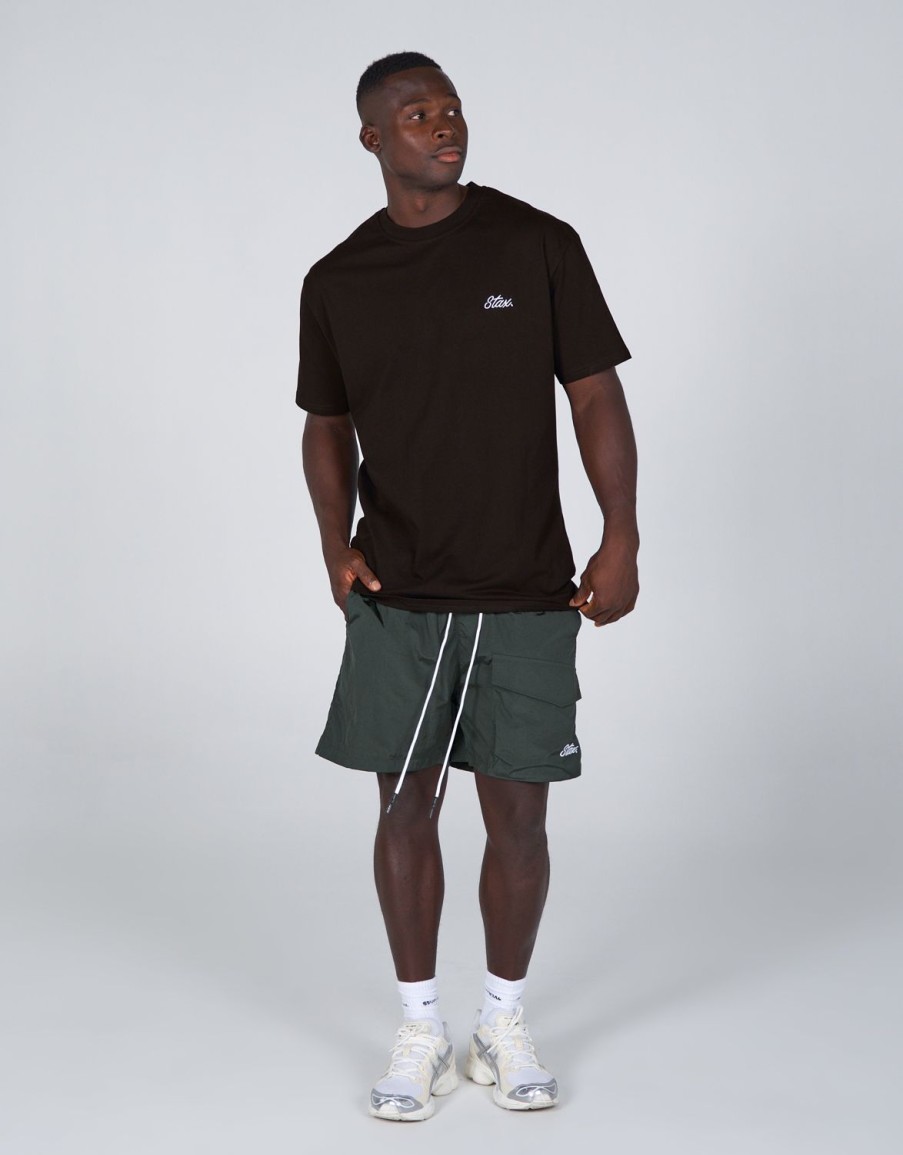 Men STAX Shorts | Mens Cursive Nylon Shorts Creo (Green)