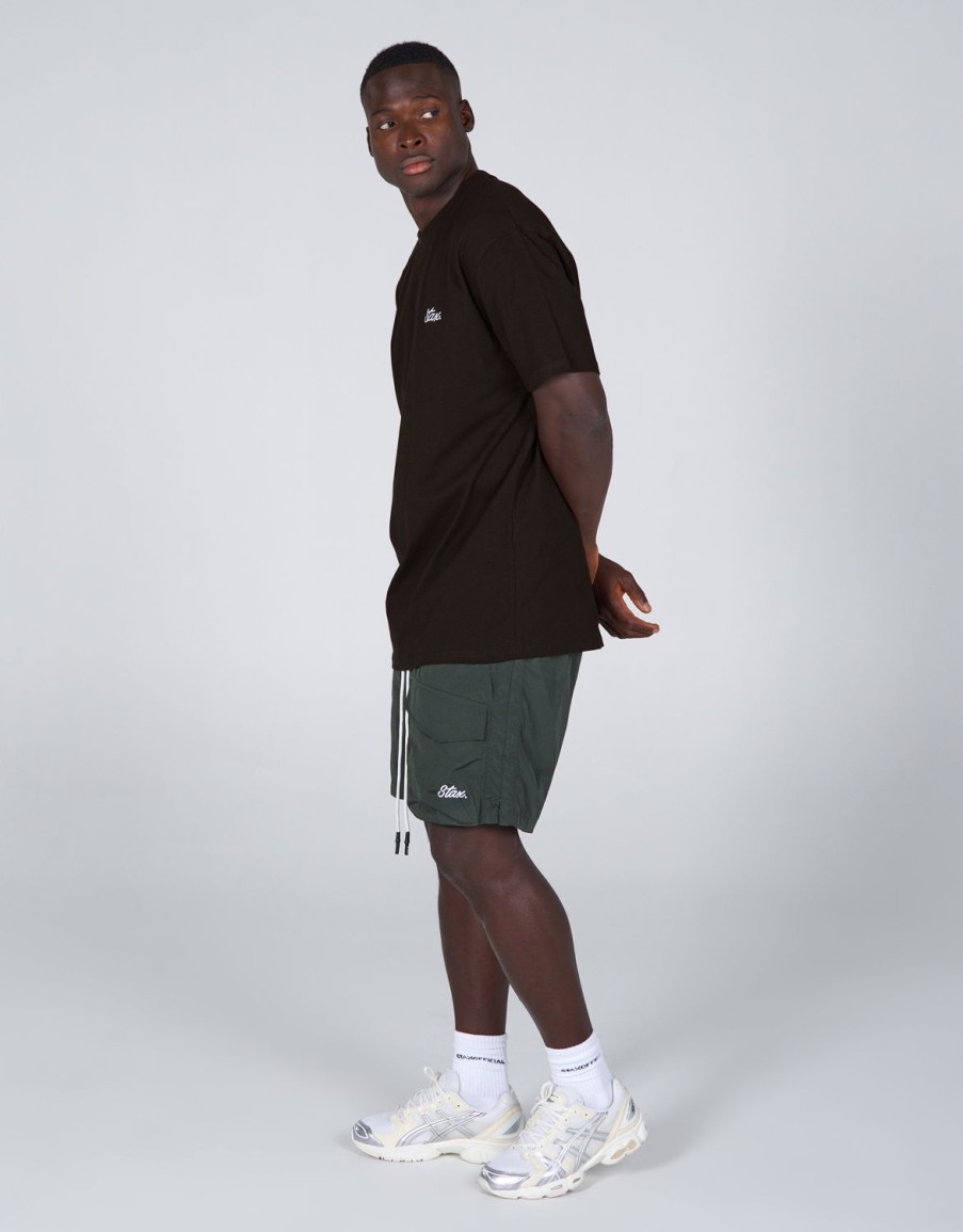 Men STAX Shorts | Mens Cursive Nylon Shorts Creo (Green)