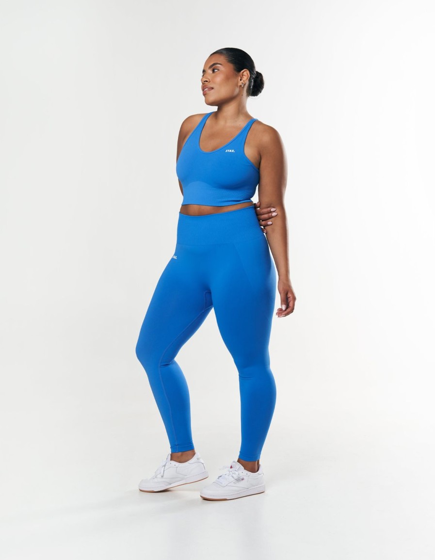 Women STAX Sports Bras & Crop Tops | Premium Seamless Summer Strappy Crop Blue