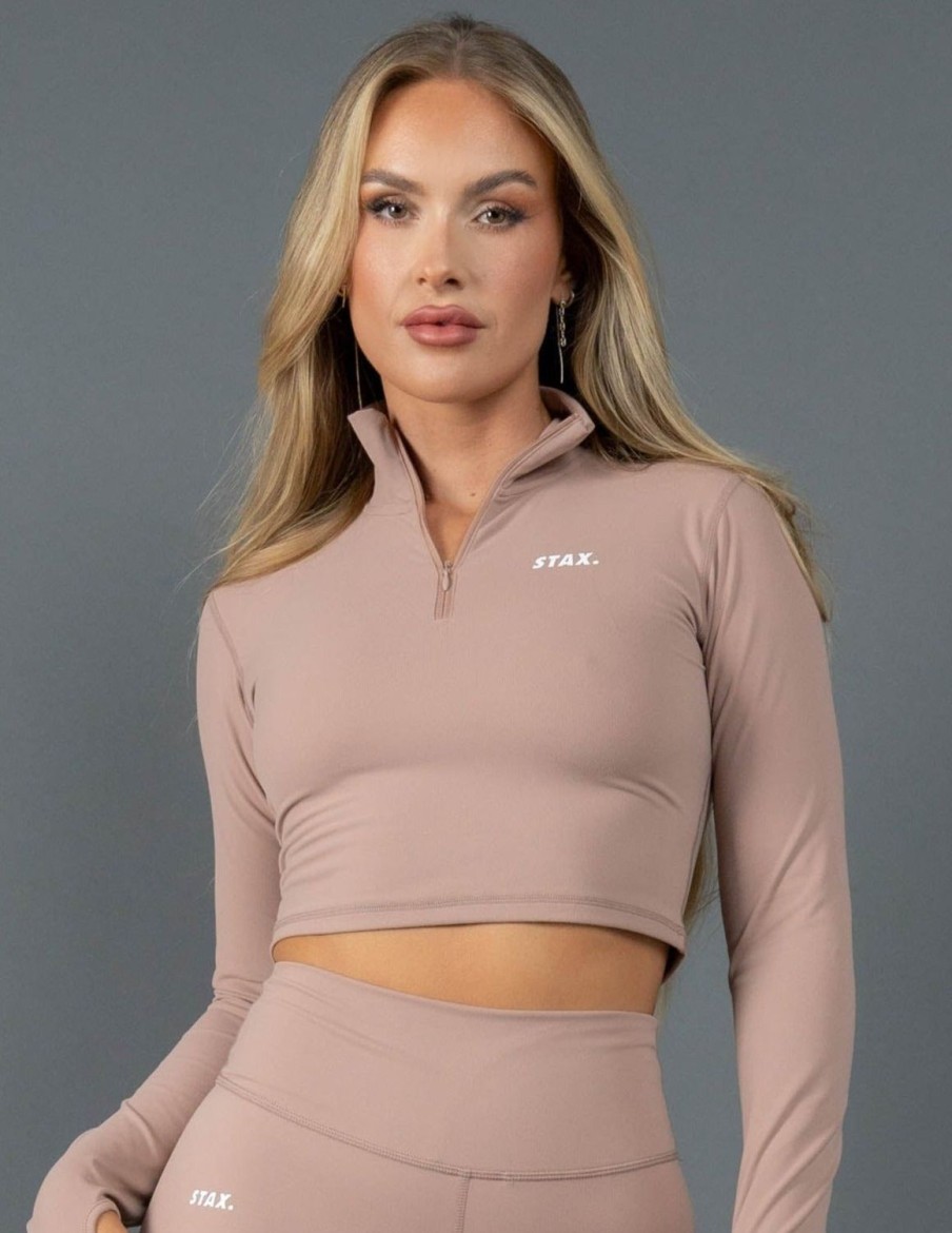 Women STAX Long Sleeve Tops | Long Sleeve Body Top Nandex Warm Clay Taupe