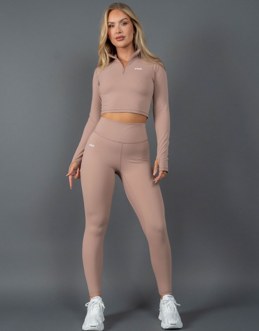 Women STAX Long Sleeve Tops | Long Sleeve Body Top Nandex Warm Clay Taupe