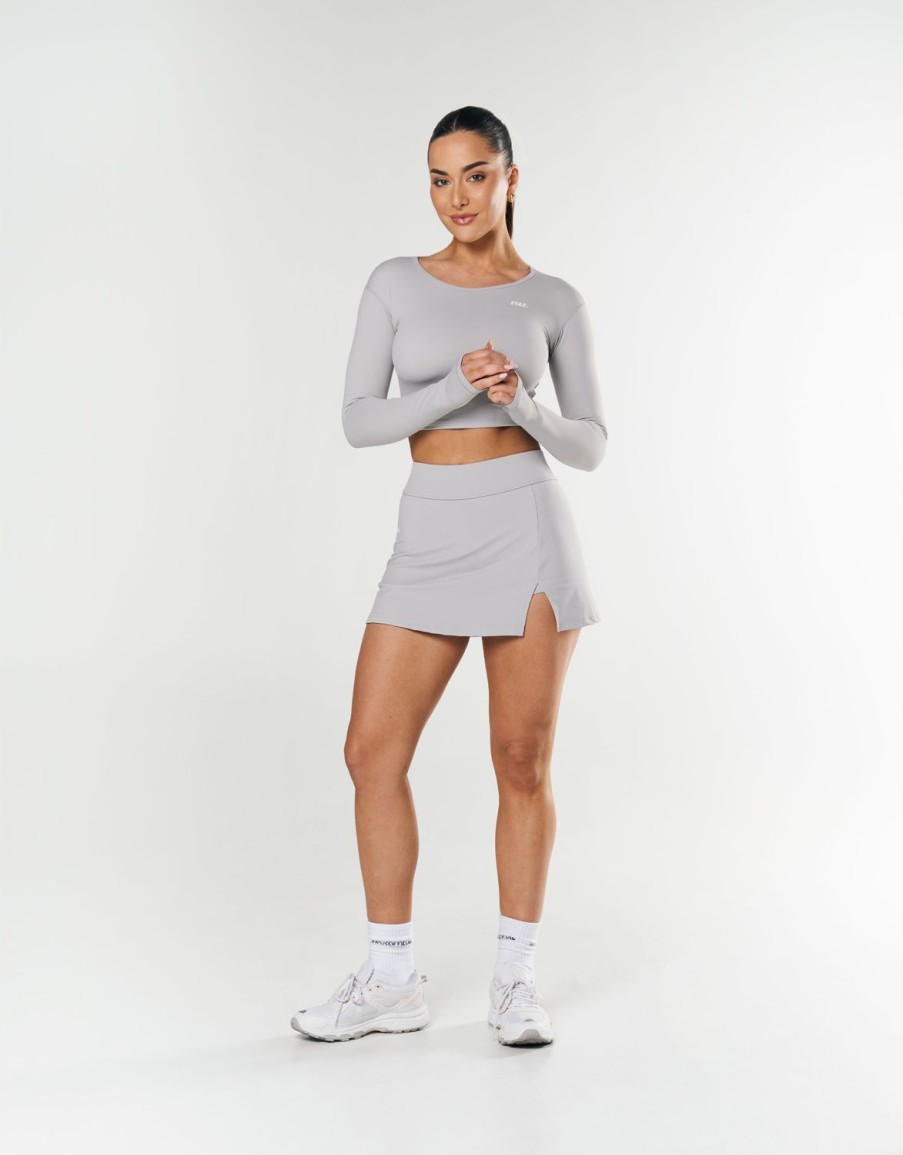 Women STAX Long Sleeve Tops | Scoop Long Sleeve Nandex Light Grey