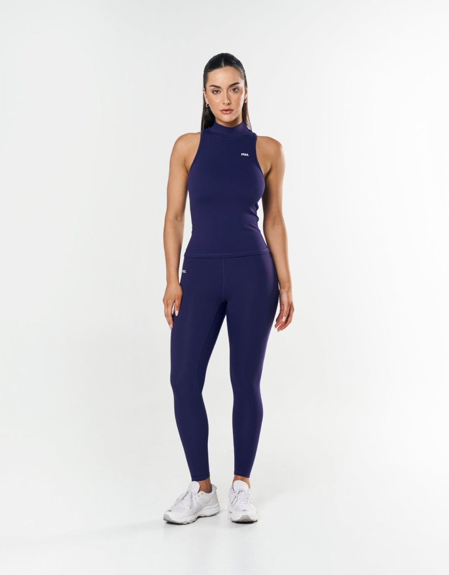 Women STAX Tanks & Singlets | High Neck Body Tank Nandex Royal Navy