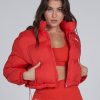 Women STAX Jackets & Coats | Cropped Puffer Red