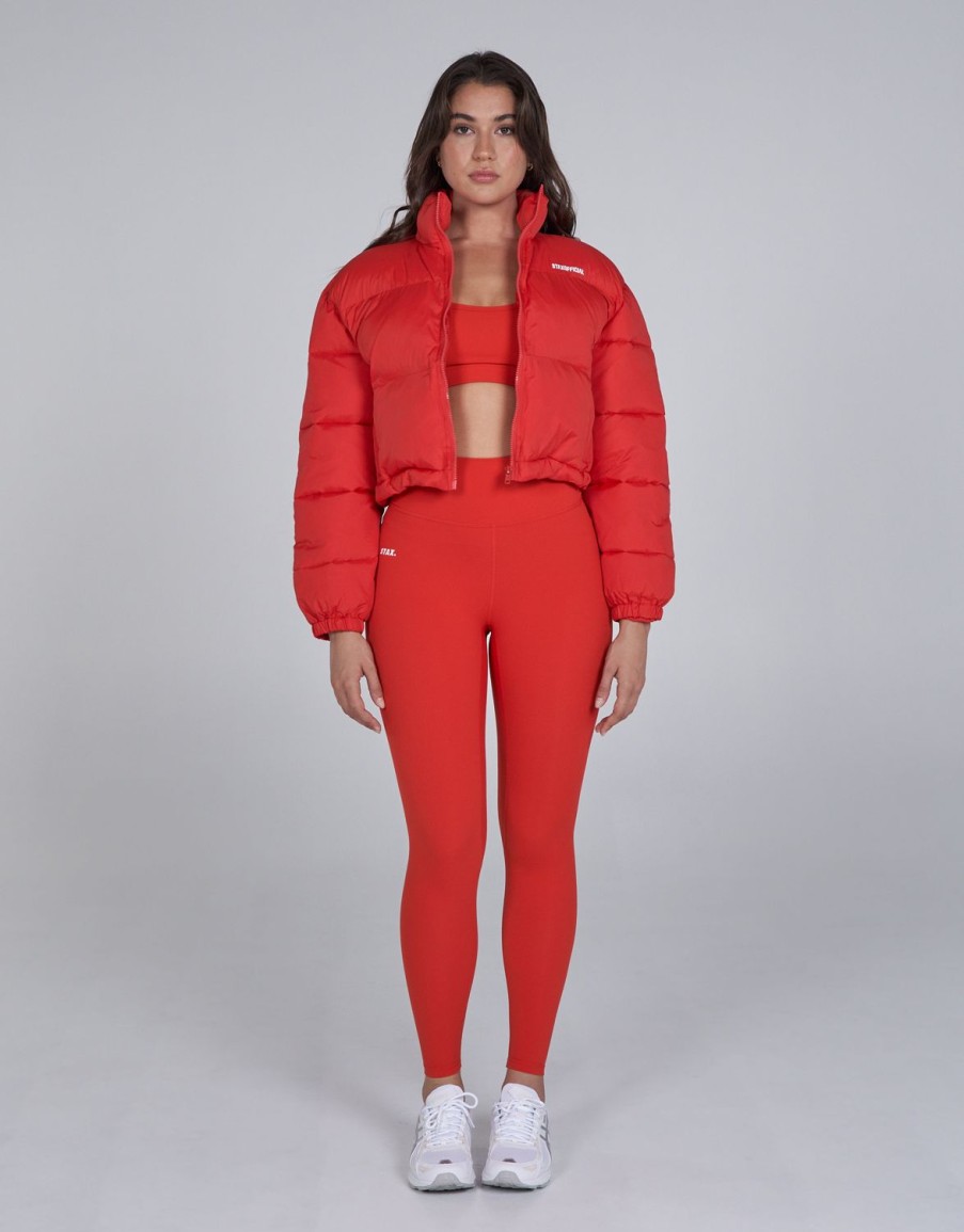 Women STAX Jackets & Coats | Cropped Puffer Red