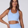 Women STAX Sports Bras & Crop Tops | Premium Seamless Favourites Racer Crop Baby Blue