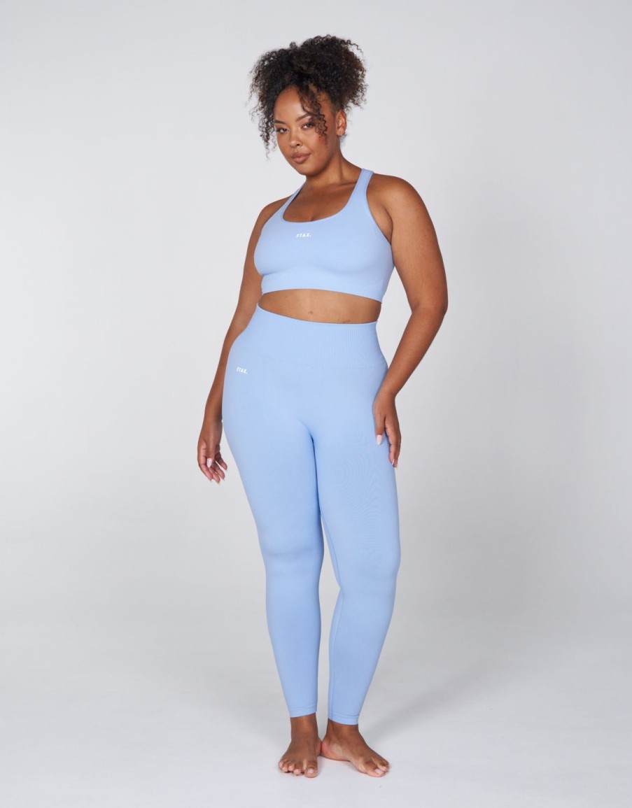 Women STAX Sports Bras & Crop Tops | Premium Seamless Favourites Racer Crop Baby Blue