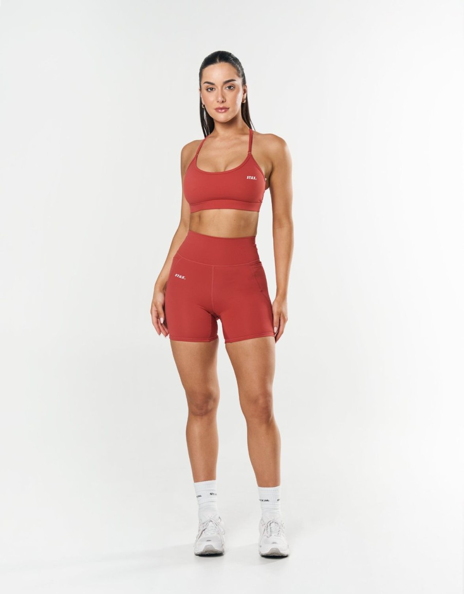 Women STAX Sports Bras & Crop Tops | Strappy Crop Nandex Mahogany