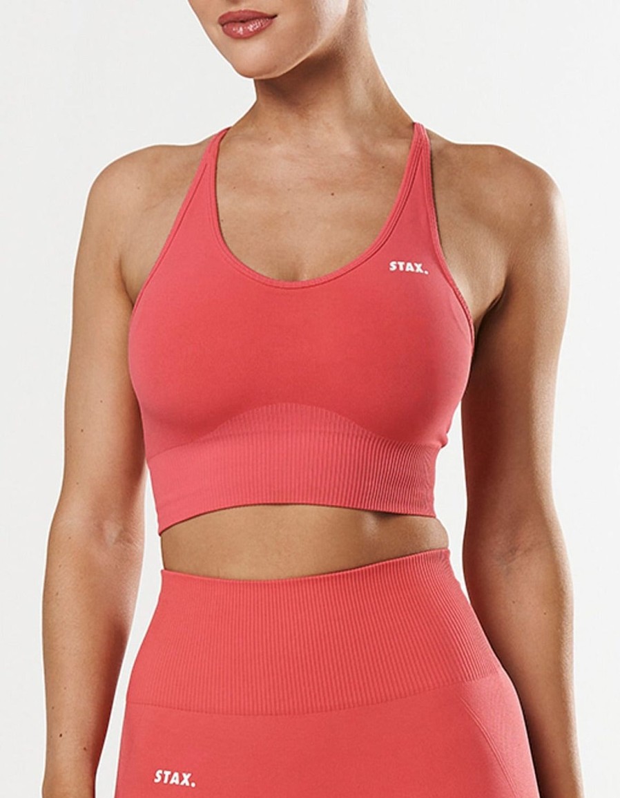 Women STAX Sports Bras & Crop Tops | Premium Seamless Summer Strappy Crop Pink