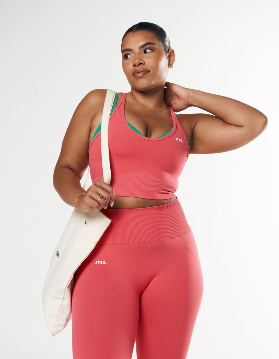 Women STAX Sports Bras & Crop Tops | Premium Seamless Summer Strappy Crop Pink