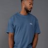 Men STAX T-Shirts & Vests | Mens Cursive Tee Azure (Slate)