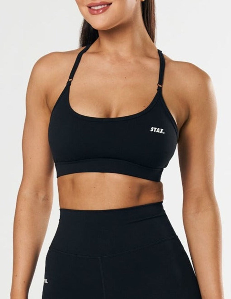 Women STAX Sports Bras & Crop Tops | Strappy Crop Nandex Black