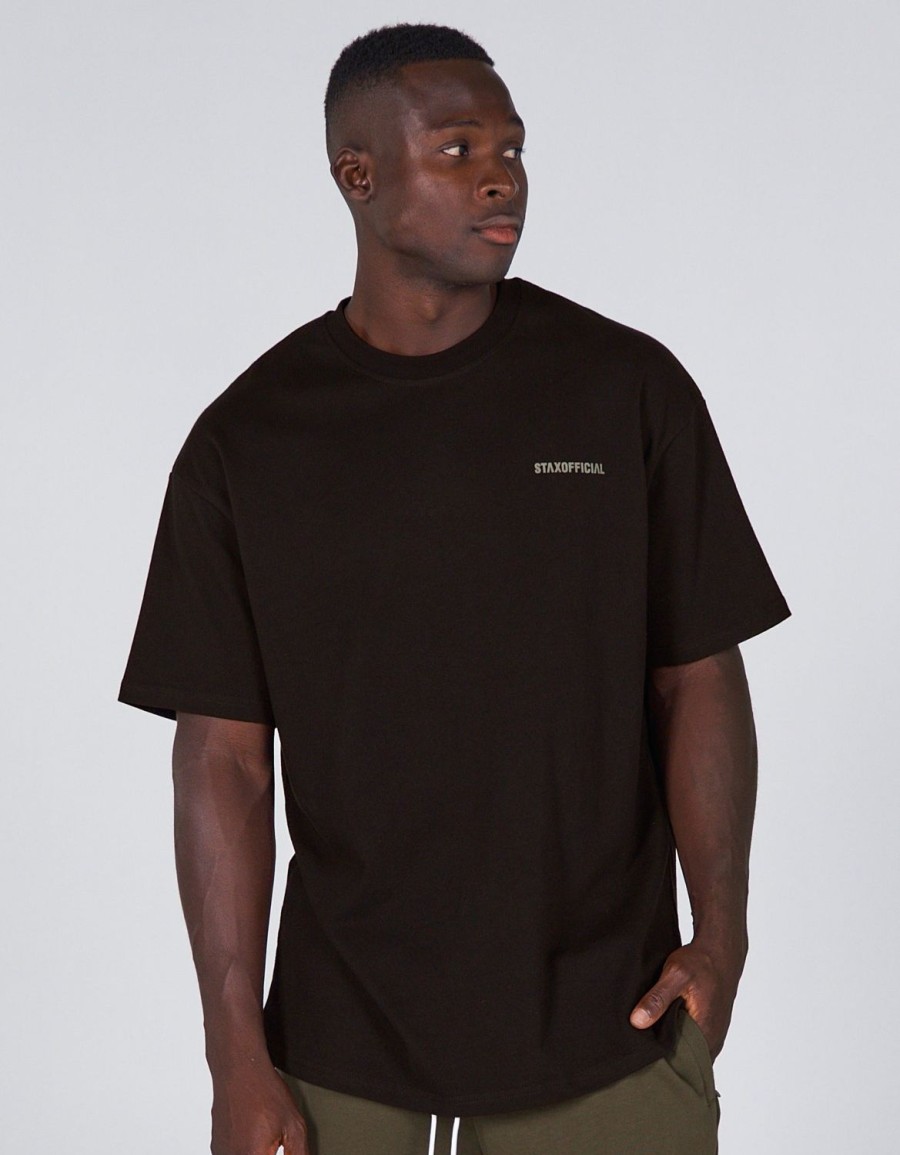 Men STAX T-Shirts & Vests | Standard Fit Tee Black/ Khaki Logo