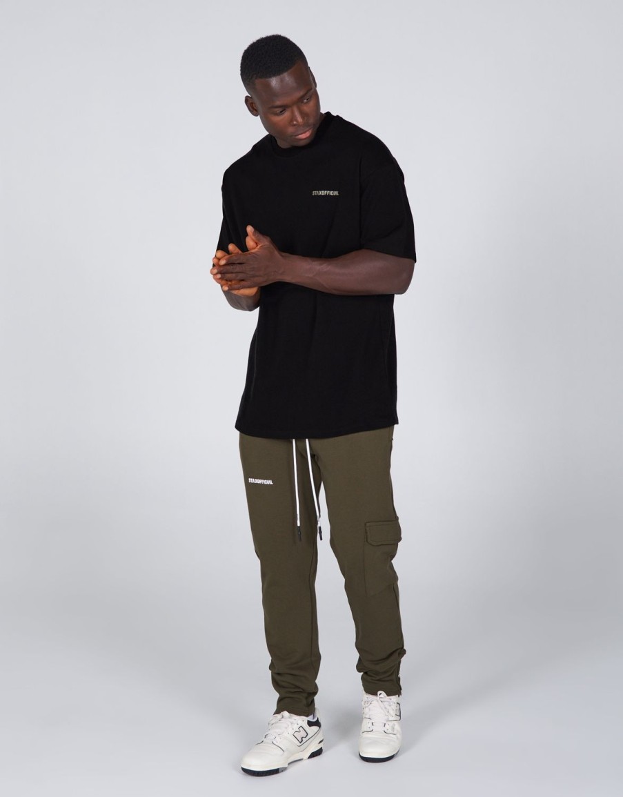 Men STAX T-Shirts & Vests | Standard Fit Tee Black/ Khaki Logo