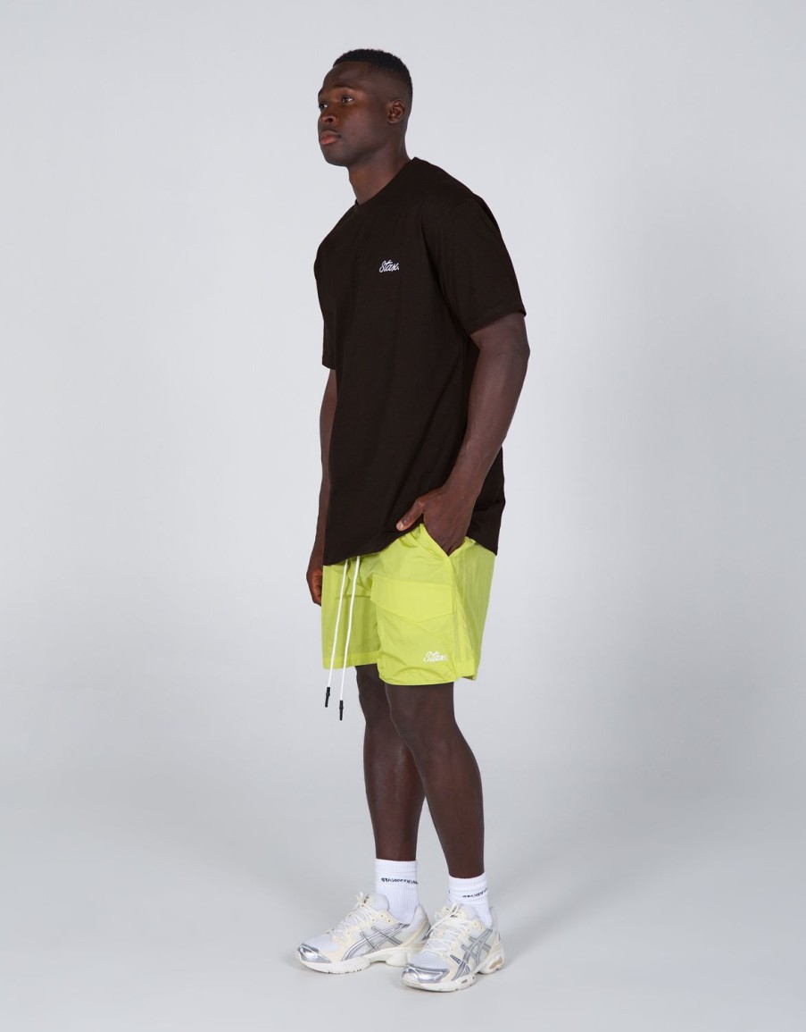 Men STAX Shorts | Mens Cursive Nylon Shorts Sadzi (Lime)