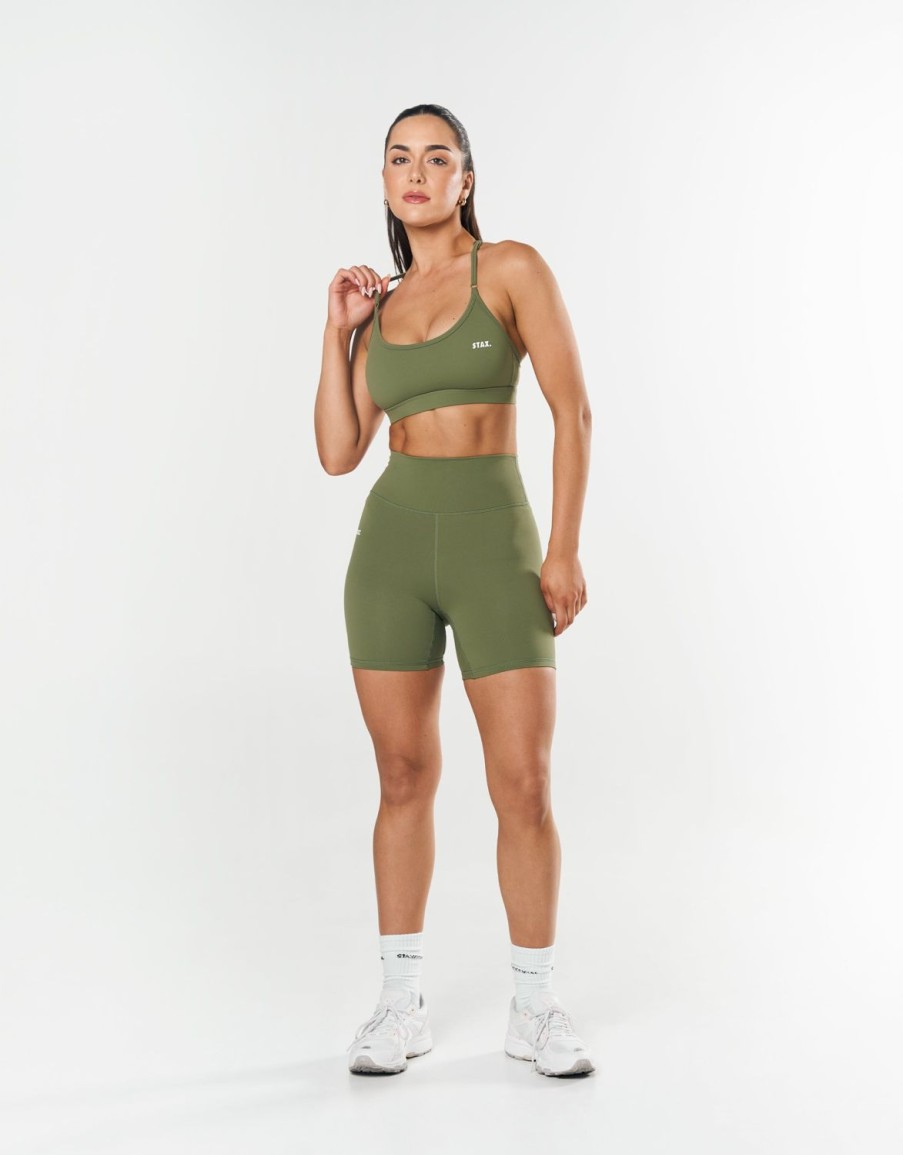 Women STAX Shorts | Midi Bike Shorts Nandex Khaki