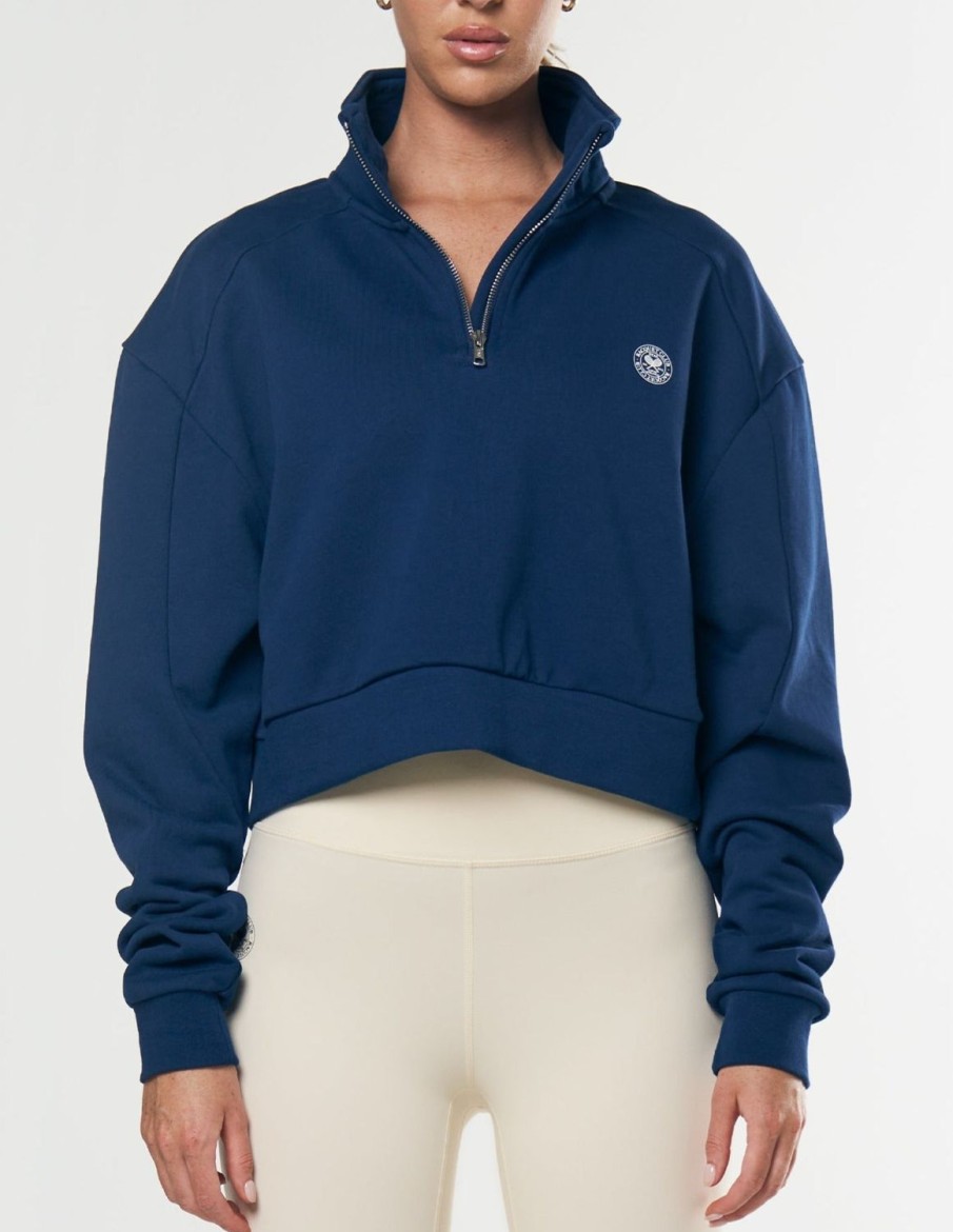 Women STAX Hoodies & Sweaters | Racquet Club Quarter Zip Crew Navy