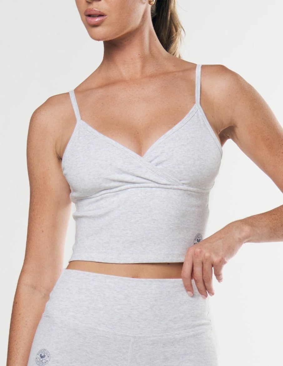 Women STAX Sports Bras & Crop Tops | Racquet Club V Tank Grey Marle