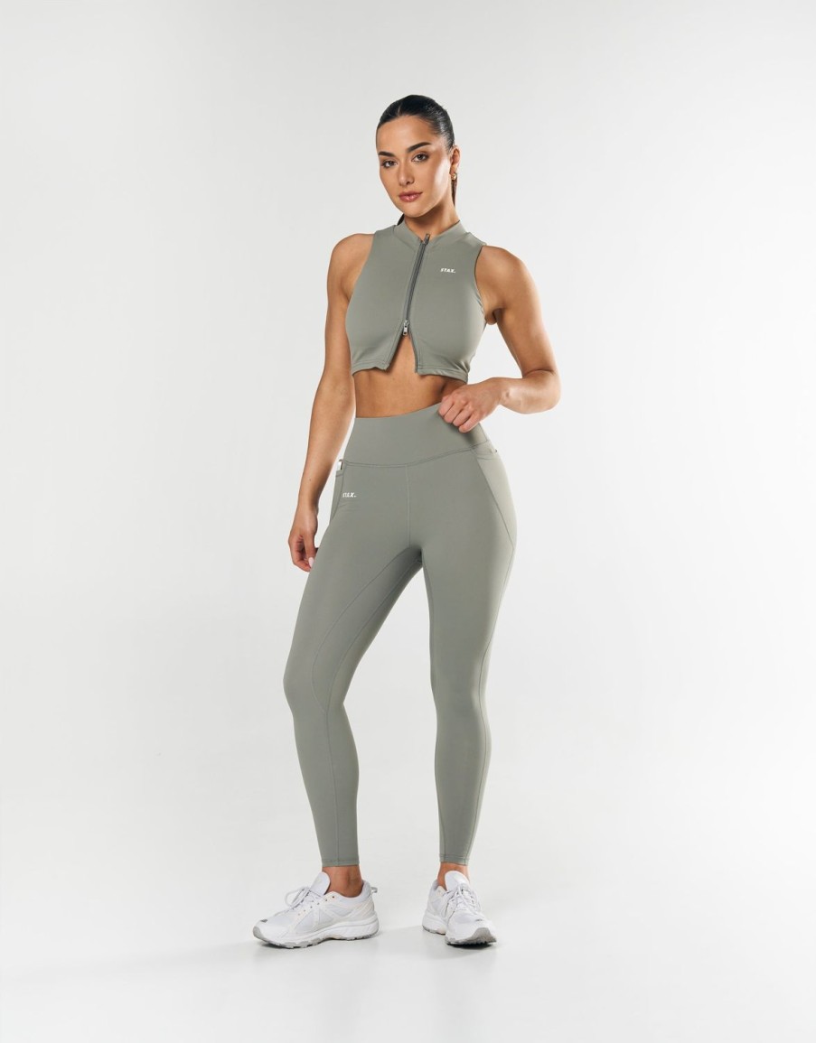 Women STAX Tights & Leggings | Phone Pocket Full Length Tights Nandex Sage