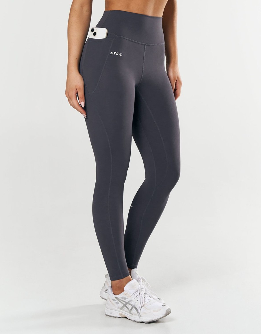 Women STAX Tights & Leggings | Phone Pocket Full Length Tights Nandex Dark Grey