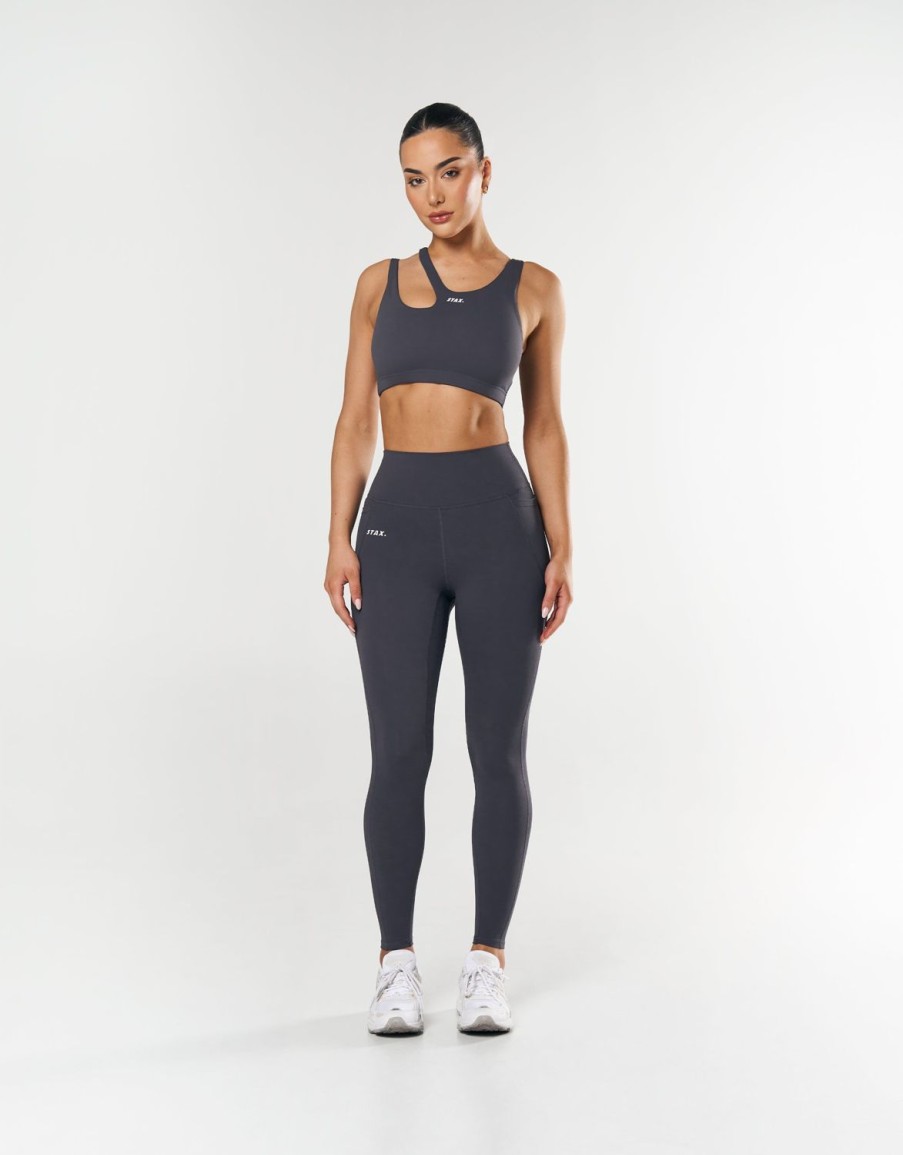 Women STAX Tights & Leggings | Phone Pocket Full Length Tights Nandex Dark Grey