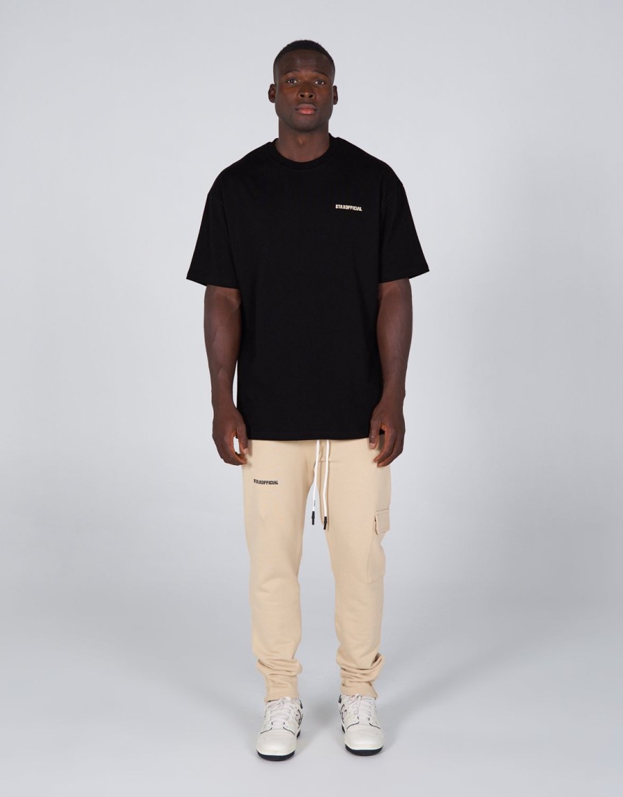 Men STAX T-Shirts & Vests | Standard Fit Tee Black/ Cream Logo