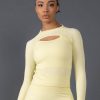 Women STAX Long Sleeve Tops | Premium Seamless Cut Out Long Sleeve Lounge V5.1 Lemon