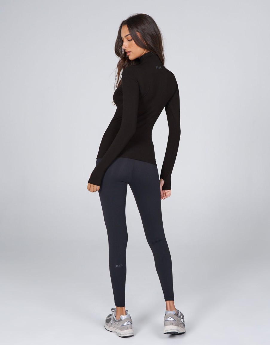 Women STAX Long Sleeve Tops | Aw Long Sleeve Boa (Black)