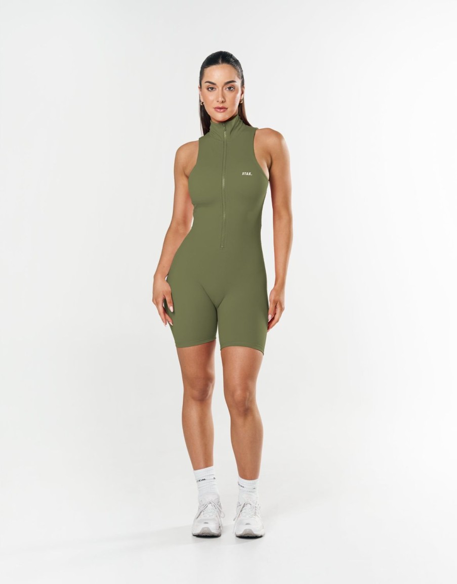 Women STAX Bodysuits | Short Leg Bodysuit Nandex Khaki