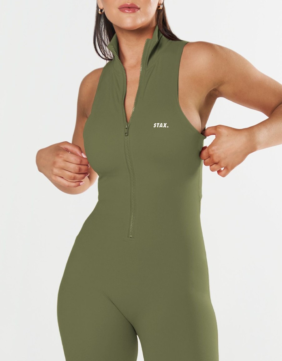 Women STAX Bodysuits | Short Leg Bodysuit Nandex Khaki