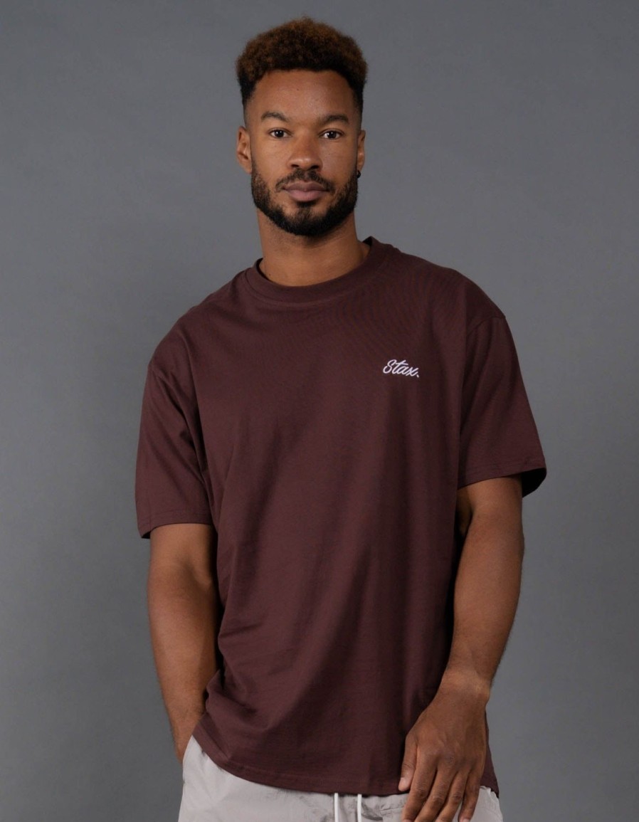 Men STAX T-Shirts & Vests | Mens Cursive Tee Kuuma (Brown)