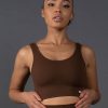 Women STAX Sports Bras & Crop Tops | Premium Seamless Low Back Crop Lounge V5.1 Bark